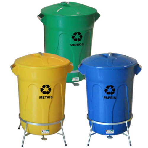 Lixeira Plástico Pedal Ferro Redonda 60 L CJ 3 JS Lixeira Plástico Pedal Ferro Redonda 60 L CJ 3 JS
