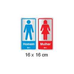 Placa Alumínio de Sinalização Banheiro Feminino / Masculino ID